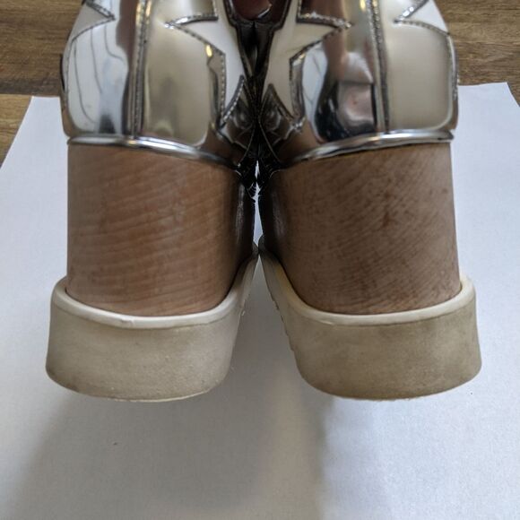 STELLA McCartney Elyse platform star shoes silver white wood - Picture 10 of 12